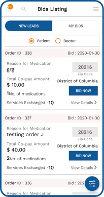 pharmacy app bid listing